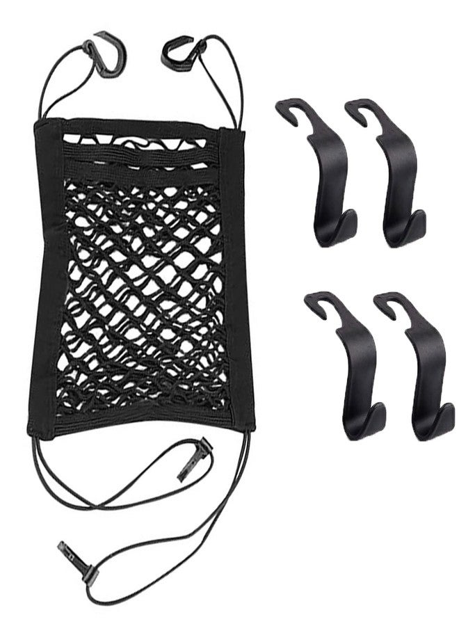 Miotorio 3-Layer Car Mesh Organizer, Black, Polyester, Hook, Car - Image 1
